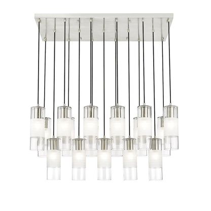 17 Light Linear Chandelier, Nickel