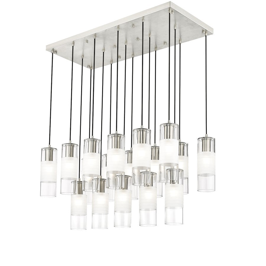 17 Light Linear Chandelier, Nickel