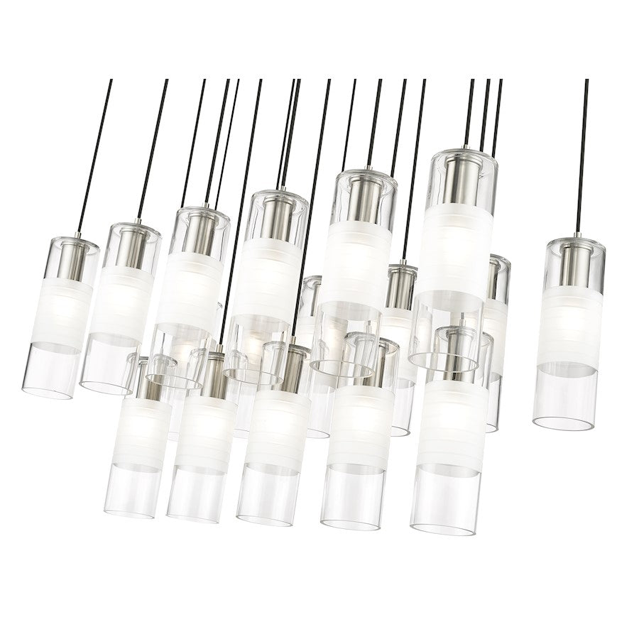 17 Light Linear Chandelier, Nickel