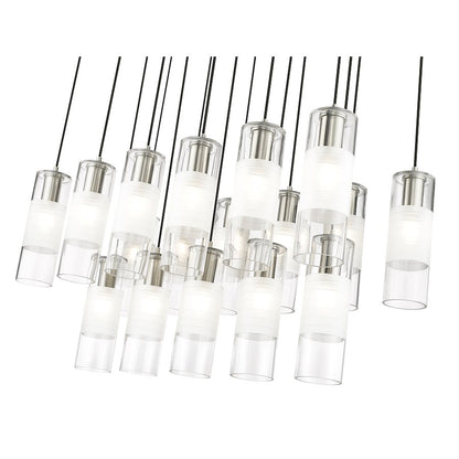 17 Light Linear Chandelier, Nickel