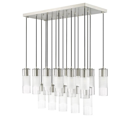 17 Light Linear Chandelier, Nickel