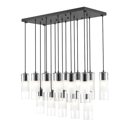 Z-Lite Alton 17 Light Linear Chandelier, Matte Black/Clear/Frosted - 824P-17L-MB
