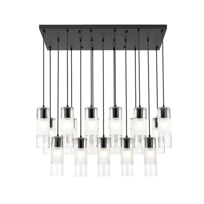 17 Light Linear Chandelier, Matte Black