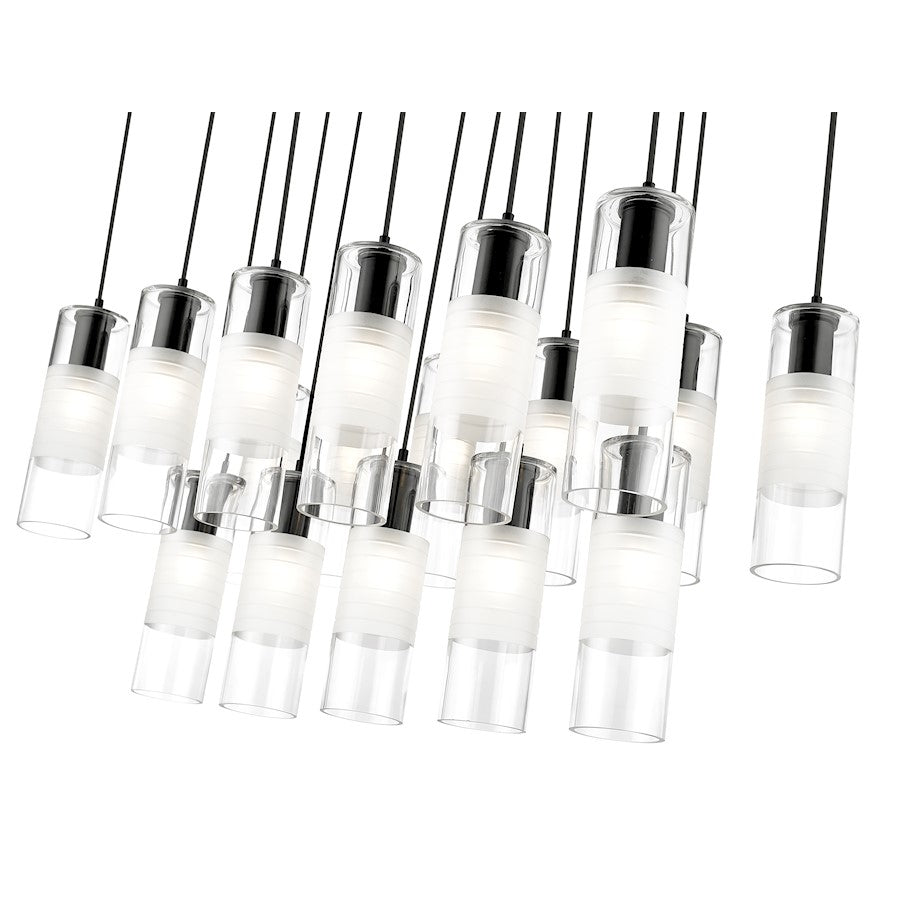 17 Light Linear Chandelier, Matte Black