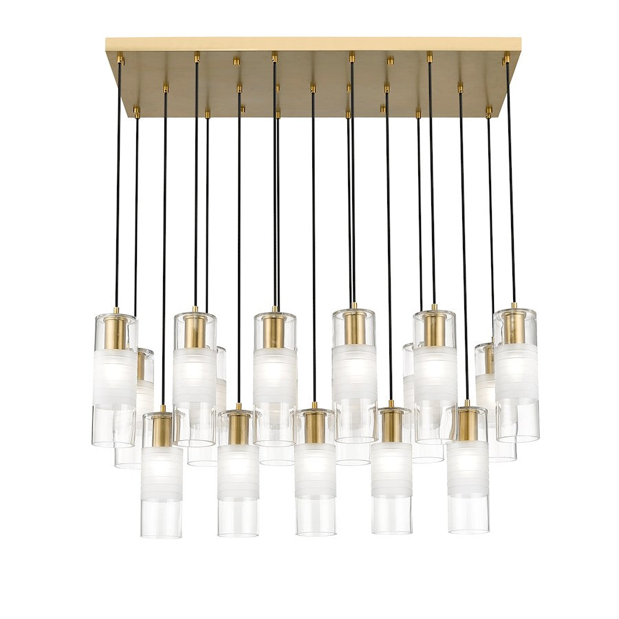 17 Light Linear Chandelier, Gold