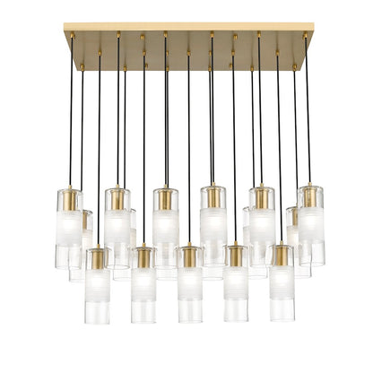 17 Light Linear Chandelier, Gold