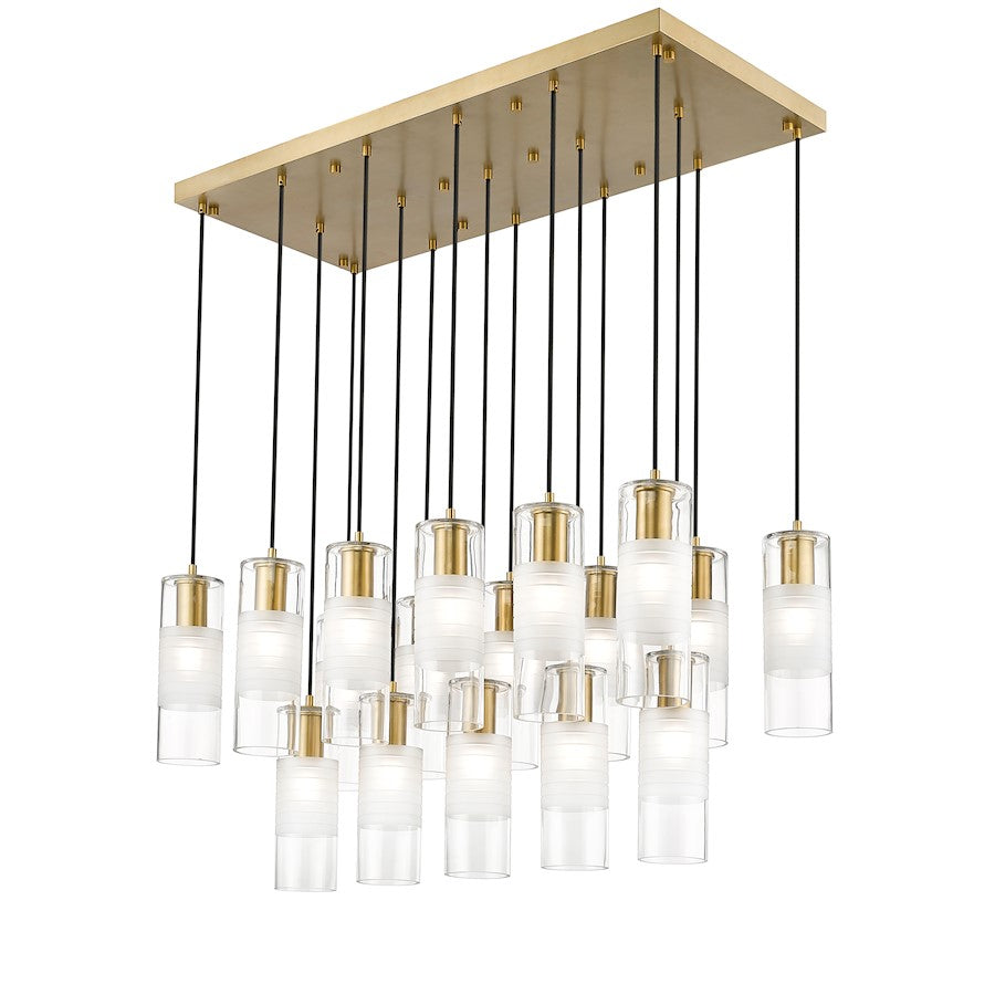 17 Light Linear Chandelier, Gold