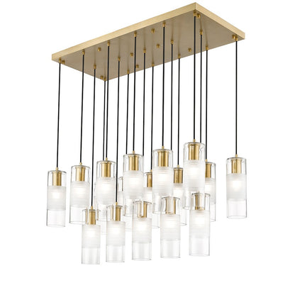 17 Light Linear Chandelier, Gold
