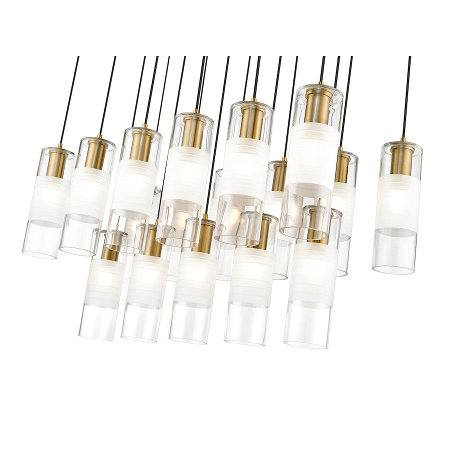 17 Light Linear Chandelier, Gold