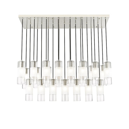 23 Light Linear Chandelier, Nickel