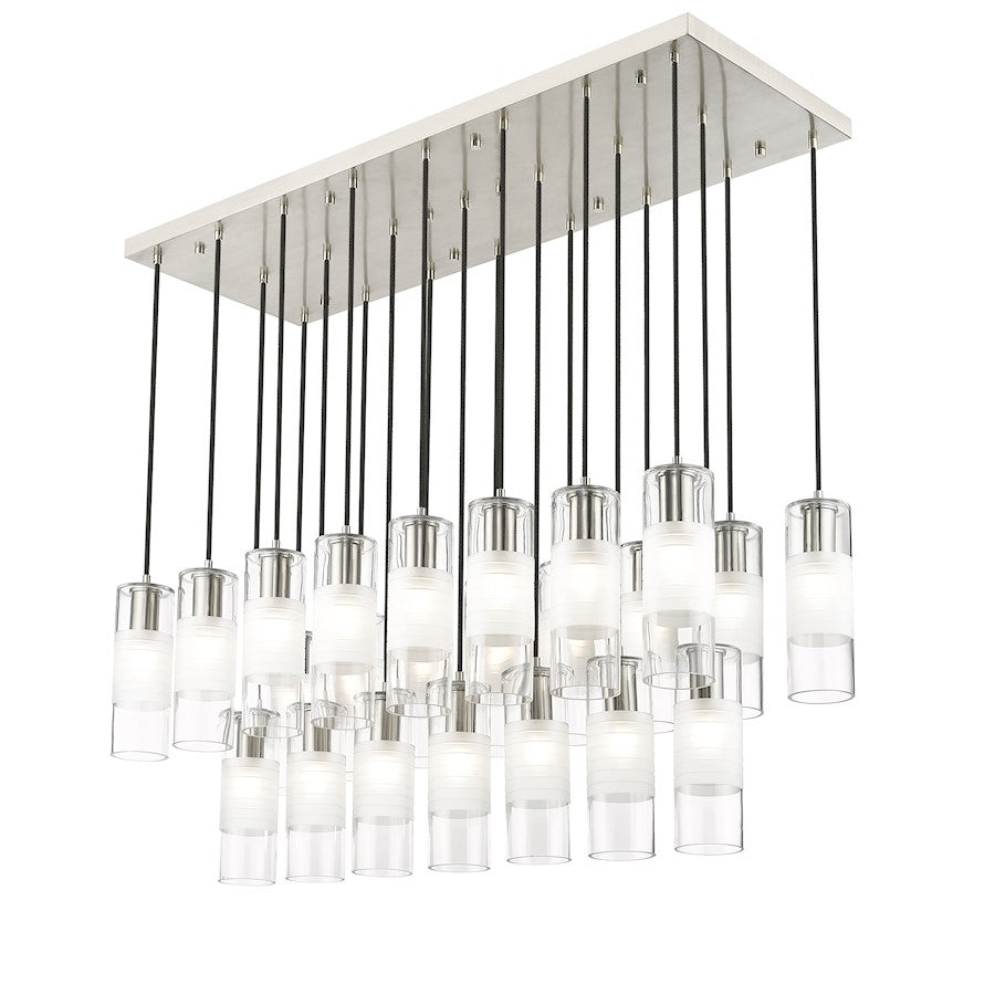 23 Light Linear Chandelier, Nickel