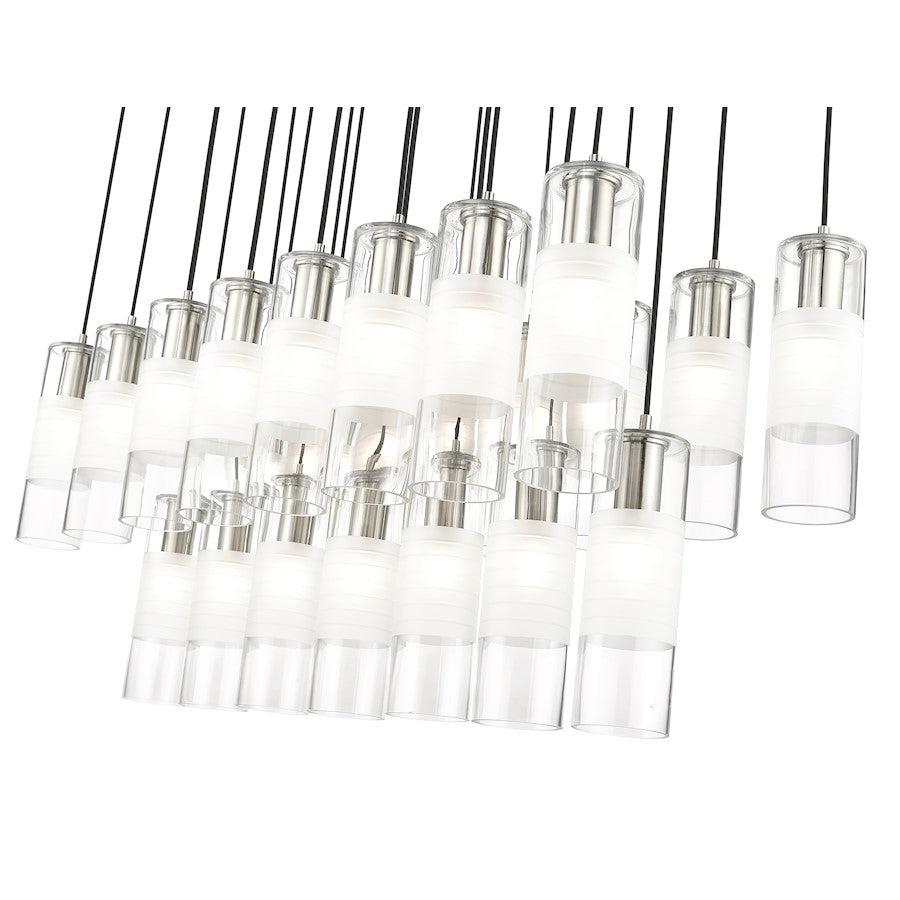 23 Light Linear Chandelier, Nickel