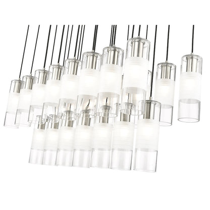 23 Light Linear Chandelier, Nickel