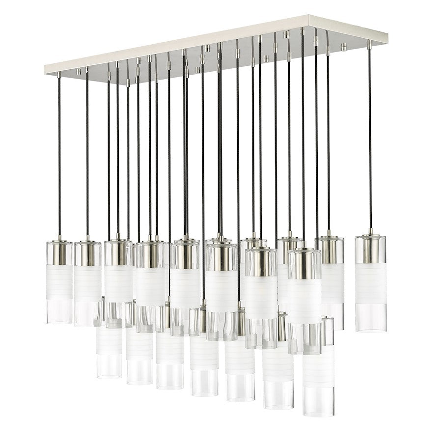23 Light Linear Chandelier, Nickel