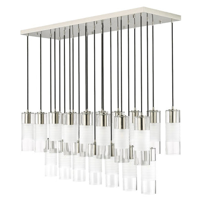 23 Light Linear Chandelier, Nickel