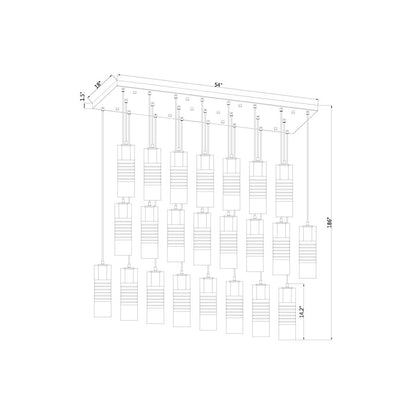 23 Light Linear Chandelier, Nickel