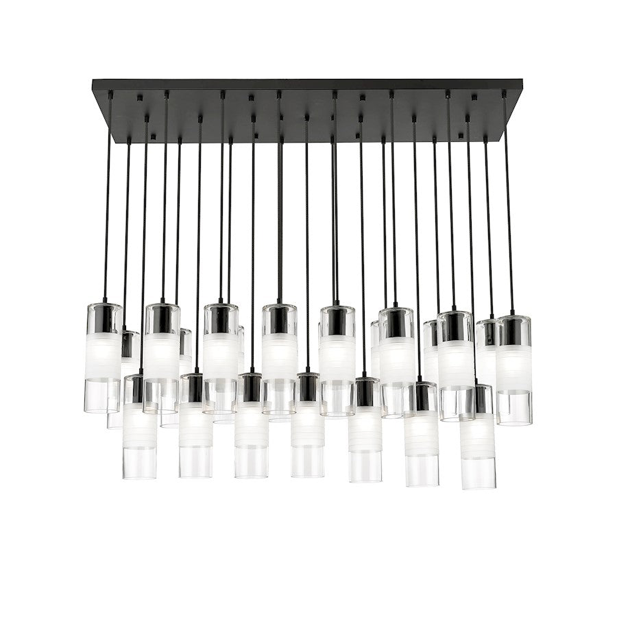 23 Light Linear Chandelier, Matte Black
