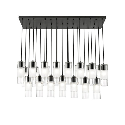 23 Light Linear Chandelier, Matte Black