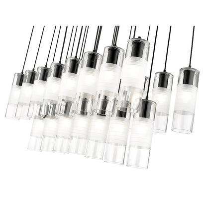 23 Light Linear Chandelier, Matte Black