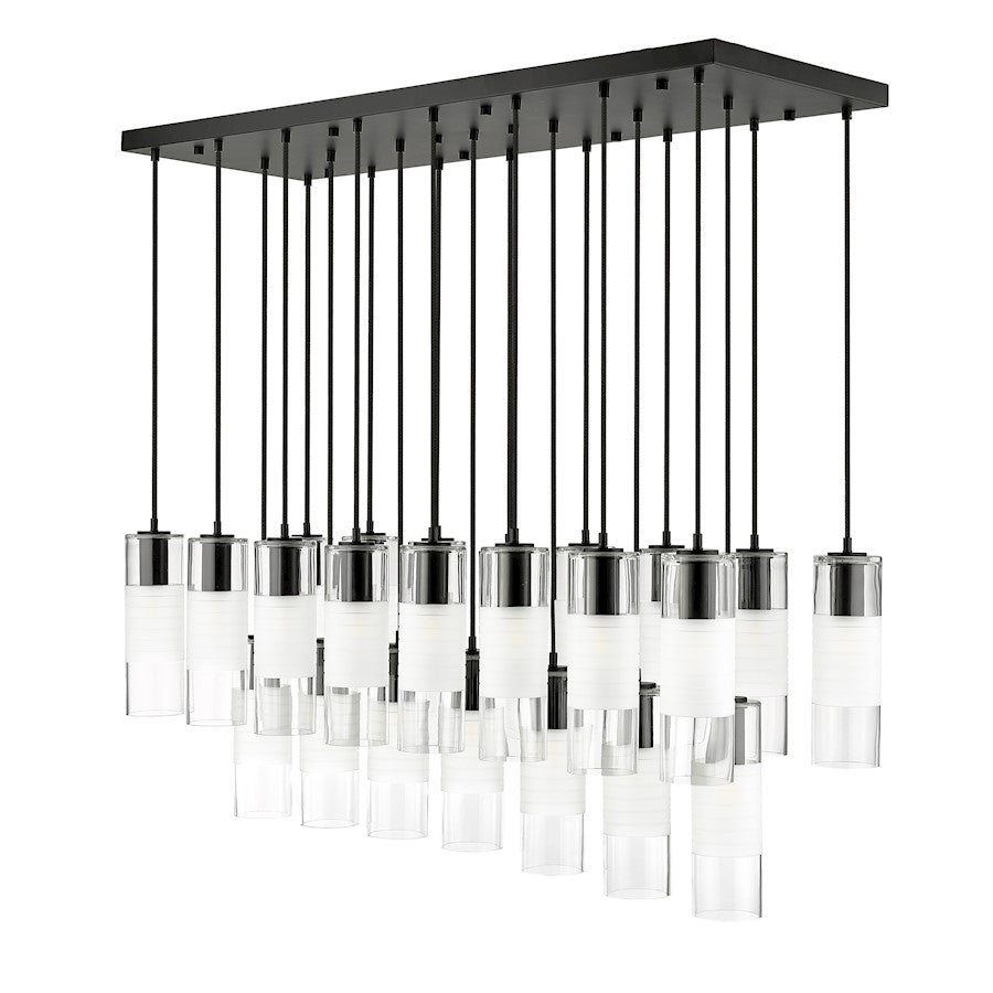 23 Light Linear Chandelier, Matte Black