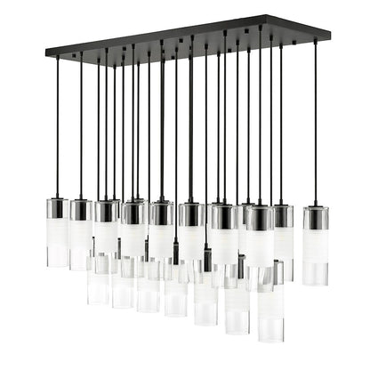 23 Light Linear Chandelier, Matte Black