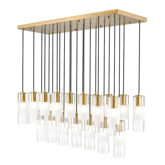 Z-Lite Alton 23 Light Linear Chandelier, Gold/Clear/Frosted - 824P-23L-MGLD