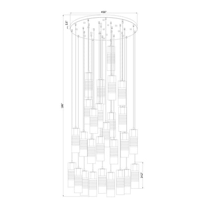 27 Light Chandelier, Brushed Nickel
