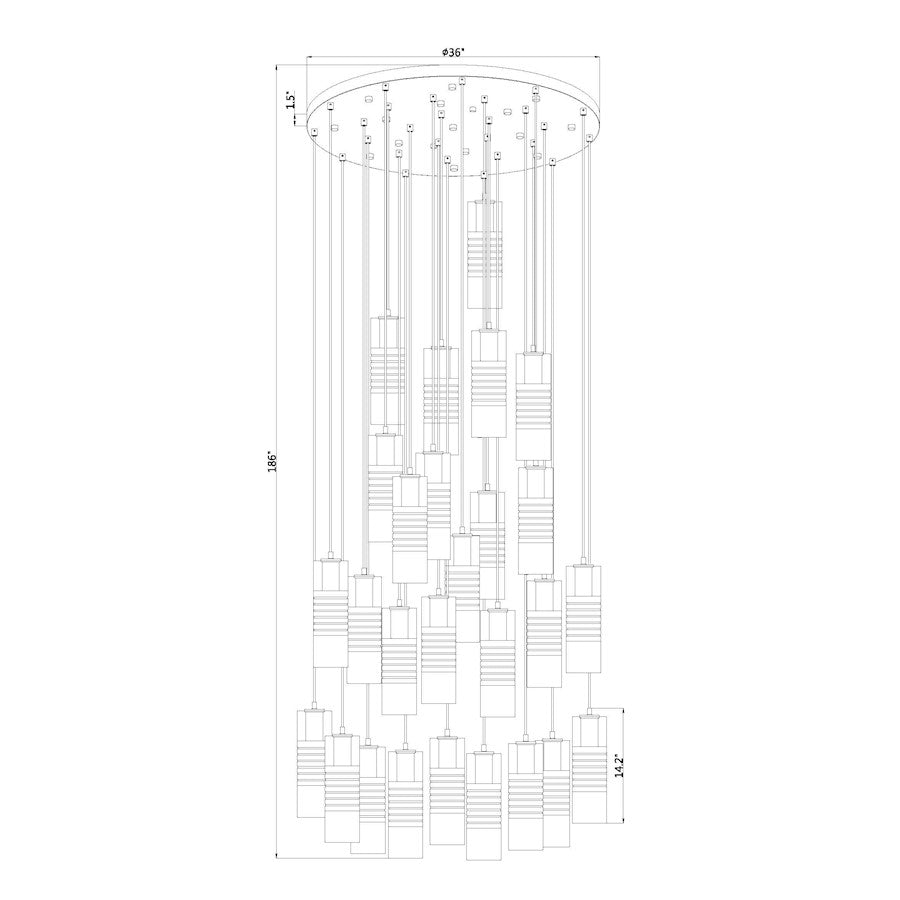 27 Light Chandelier, Modern Gold