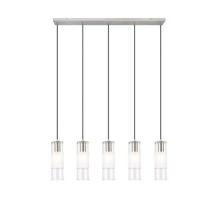 5 Light Linear Chandelier, Nickel