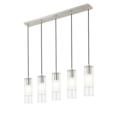 5 Light Linear Chandelier, Nickel