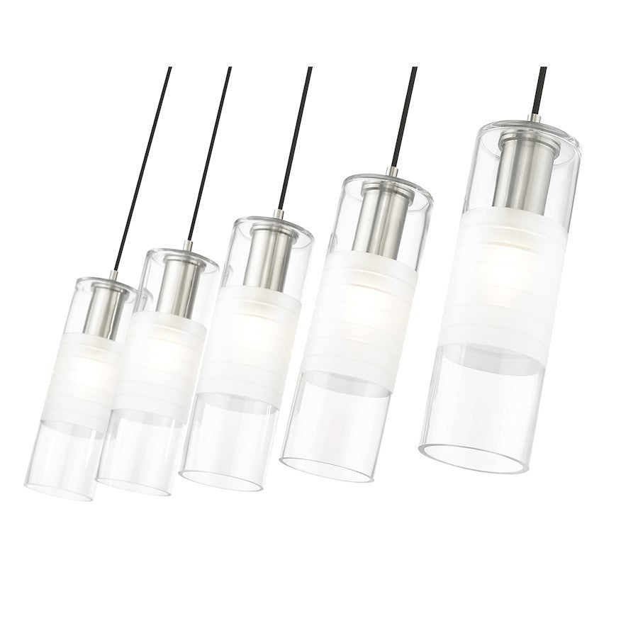 5 Light Linear Chandelier, Nickel