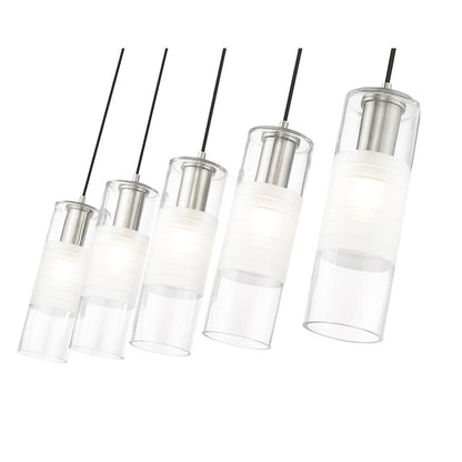 5 Light Linear Chandelier, Nickel