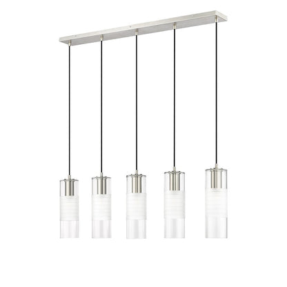 5 Light Linear Chandelier, Nickel