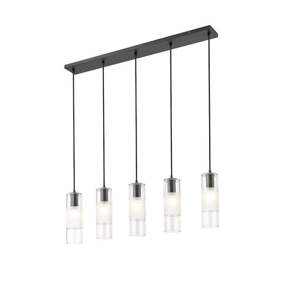 5 Light Linear Chandelier, Matte Black