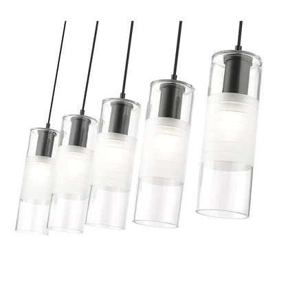 5 Light Linear Chandelier, Matte Black