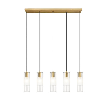 5 Light Linear Chandelier, Modern Gold
