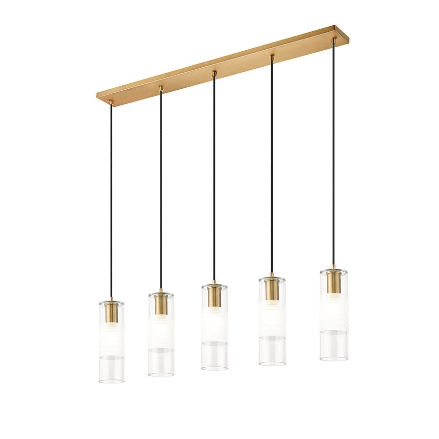 5 Light Linear Chandelier, Modern Gold