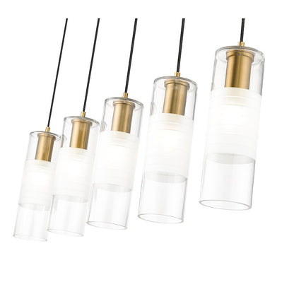 5 Light Linear Chandelier, Modern Gold