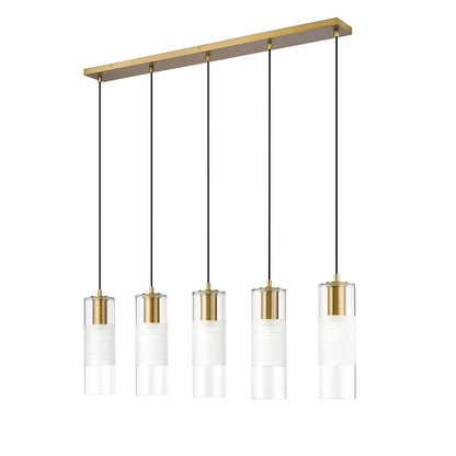 5 Light Linear Chandelier, Modern Gold