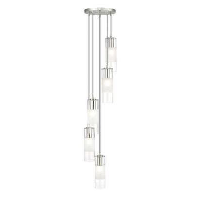 5 Light Chandelier, Brushed Nickel