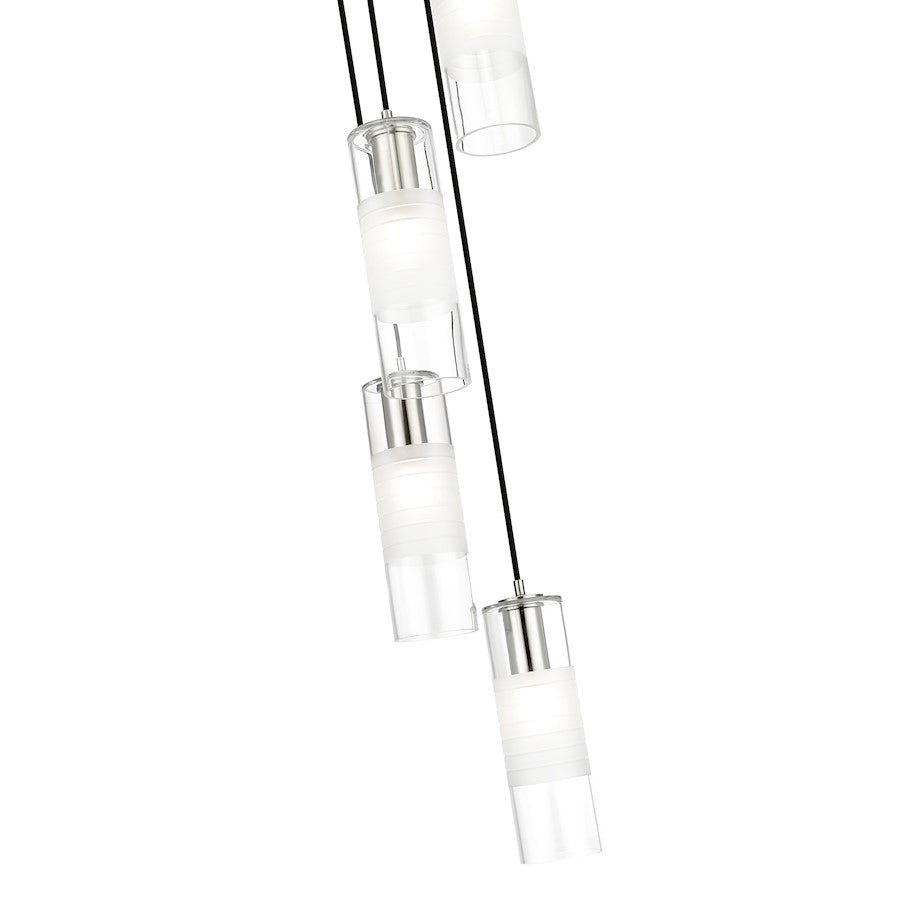 5 Light Chandelier, Brushed Nickel