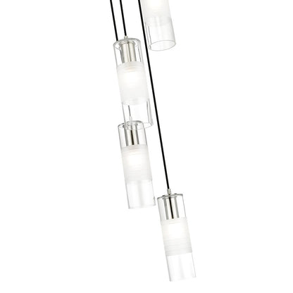 5 Light Chandelier, Brushed Nickel