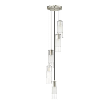 5 Light Chandelier, Brushed Nickel