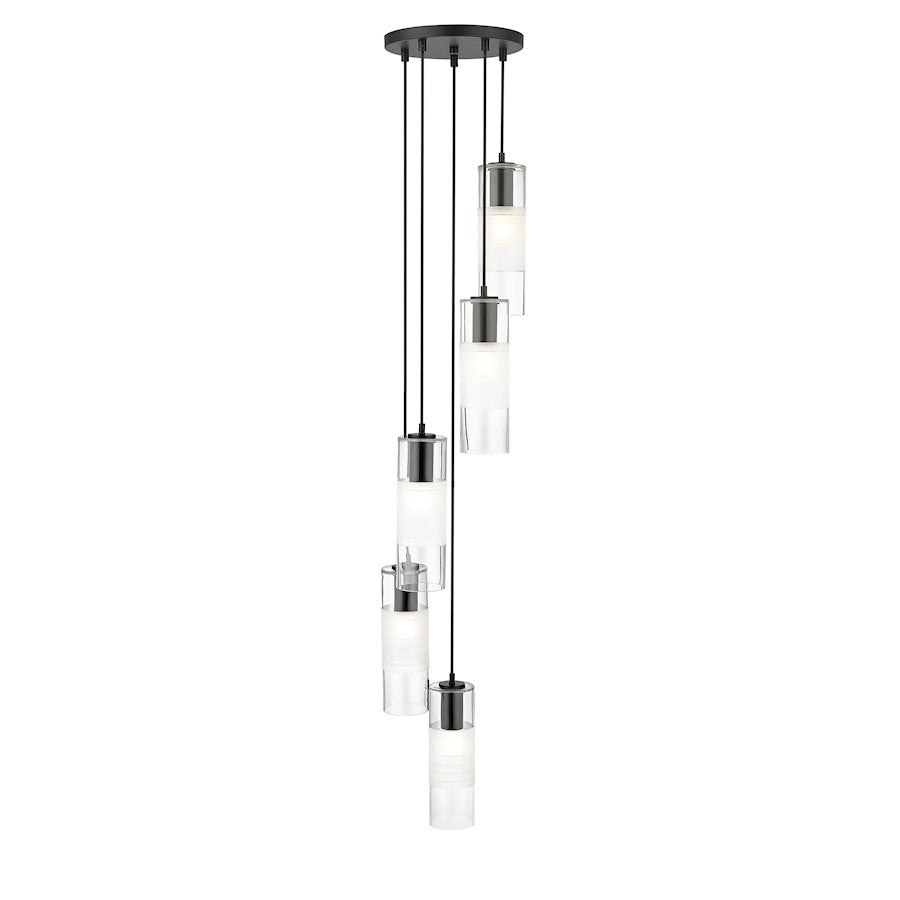 5 Light Chandelier, Matte Black