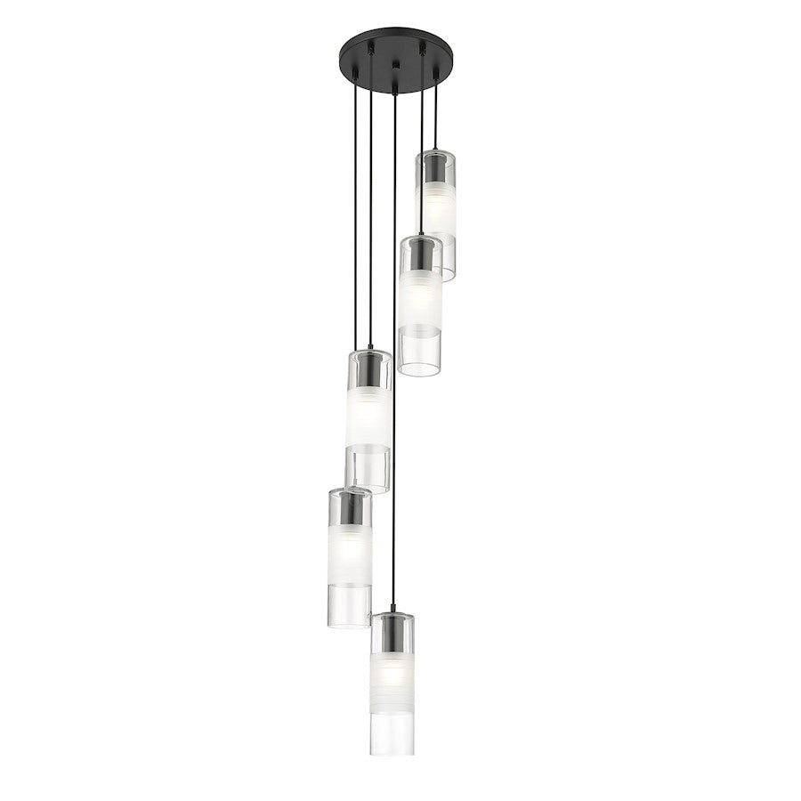 5 Light Chandelier, Matte Black