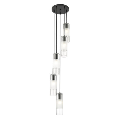 5 Light Chandelier, Matte Black