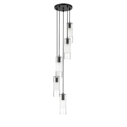 5 Light Chandelier, Matte Black