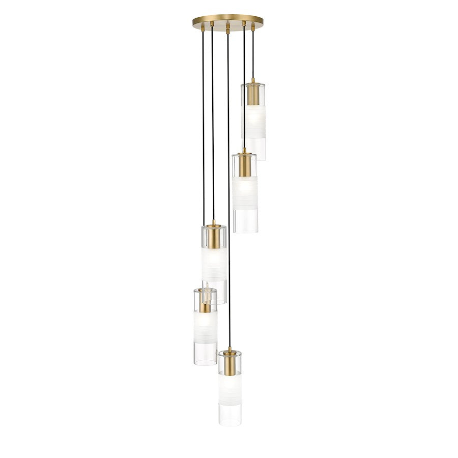 5 Light Chandelier, Modern Gold