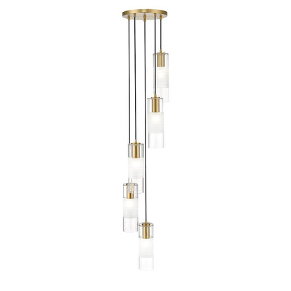 5 Light Chandelier, Modern Gold