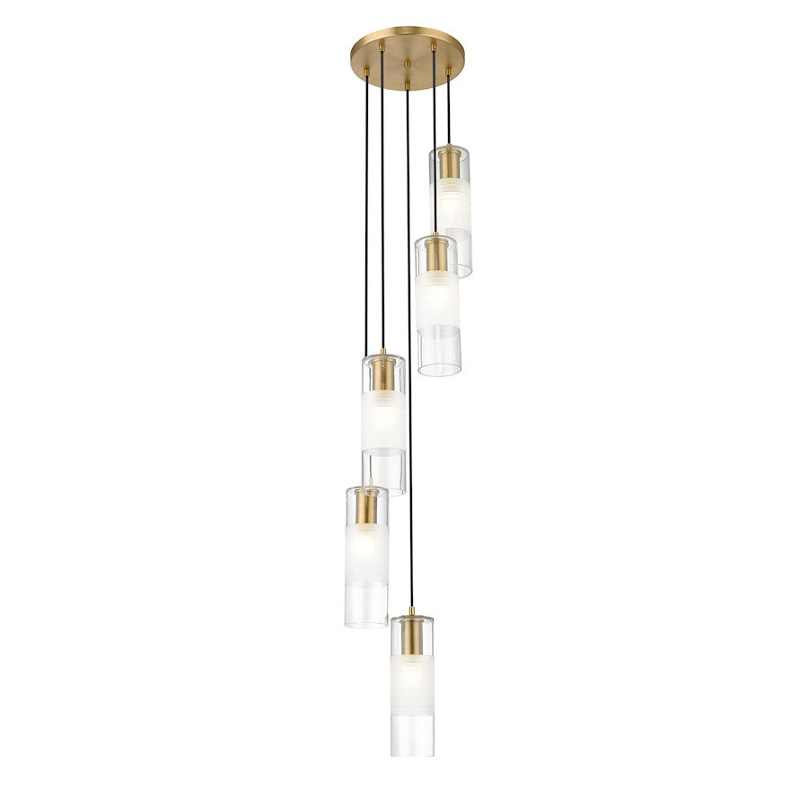 5 Light Chandelier, Modern Gold